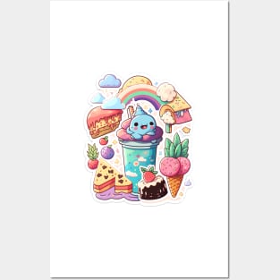 super cute kawaii ice creams and sweets Posters and Art